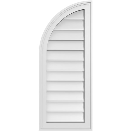 Ekena Millwork Quarter Round Top Left Surface Mount PVC Gable Vent w/ 2"W x 1-1/2"P Brickmould Frame, 14"W x 34"H GVPQL14X3402SN